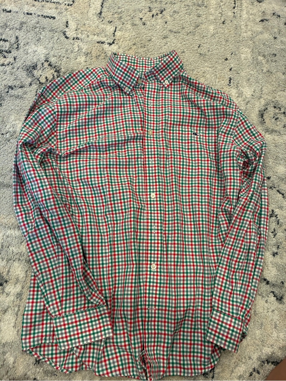 Vineyard Vines Red, Green & White Plaid Button-Down Shirt